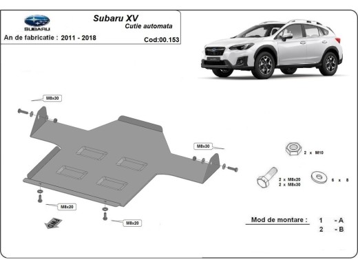 Ocelový kryt převodovky automat Subaru XV (2011-2018)Subaru XV