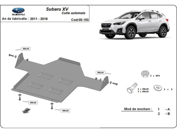 Ocelový kryt převodovky automat Subaru XV (2011-2018)Subaru XV