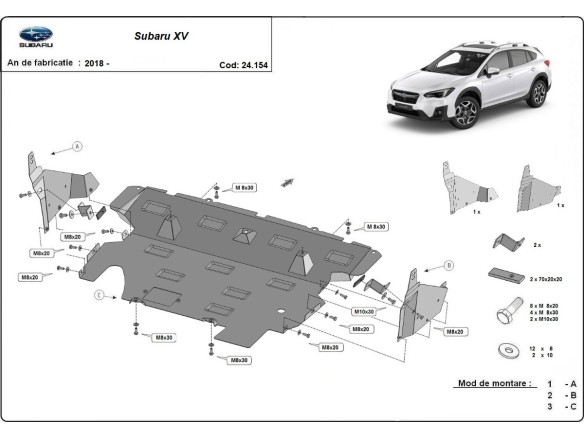 Ocelový kryt motoru Subaru XV (2018-2022)Subaru XV