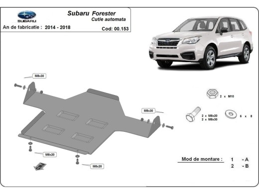 Ocelový kryt převodovky automat Subaru Forester 4 (2014-2018)Subaru Forester