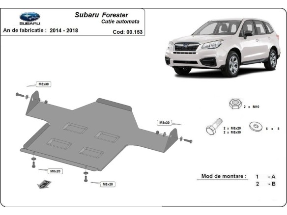 Ocelový kryt převodovky automat Subaru Forester 4 (2014-2018)Subaru Forester