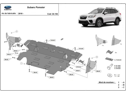 Ocelový kryt motoru Subaru Forester 5 (2018-2024)Subaru Forester
