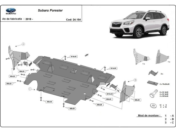 Ocelový kryt motoru Subaru Forester 5 (2018-2024)Subaru Forester