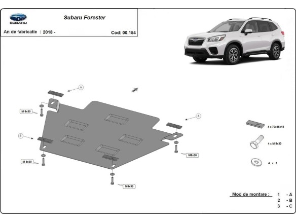 Ocelový kryt převodovky Subaru Forester 5 (2018-2024)Subaru Forester