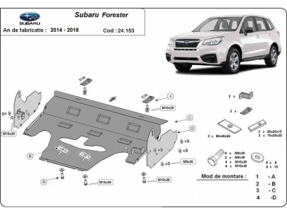 Ocelový kryt motoru Subaru Forester 4 (2014-2018) 2