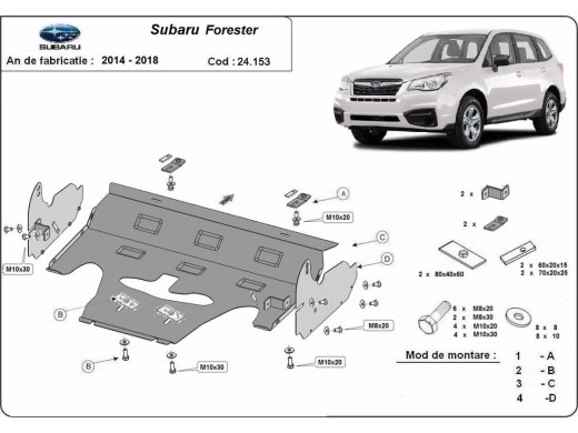 Ocelový kryt motoru Subaru Forester 4 (2014-2018)Subaru Forester