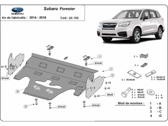 Ocelový kryt motoru Subaru Forester 4 (2014-2018)Subaru Forester