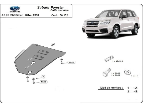 Ocelový kryt manuální převodovky Subaru Forester 4 (2014-2018)Subaru Forester
