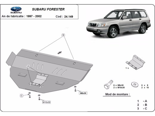 Ocelový kryt motoru Subaru Forester 1 (1997-2002)Subaru Forester