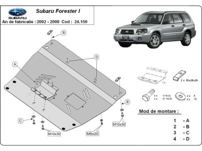 Ocelový kryt motoru Subaru Forester 2 (2002-2008) 2