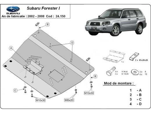 Ocelový kryt motoru Subaru Forester 2 (2002-2008)Subaru Forester