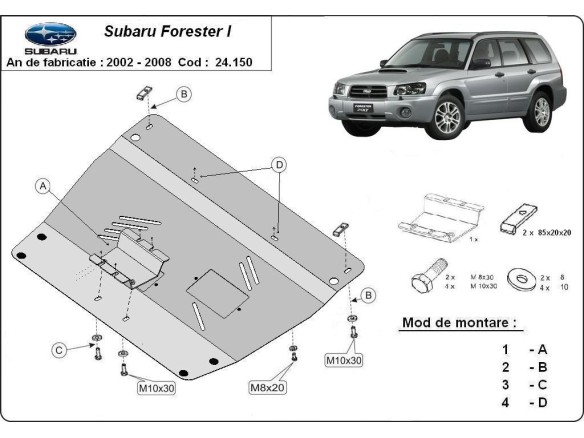 Ocelový kryt motoru Subaru Forester 2 (2002-2008)Subaru Forester