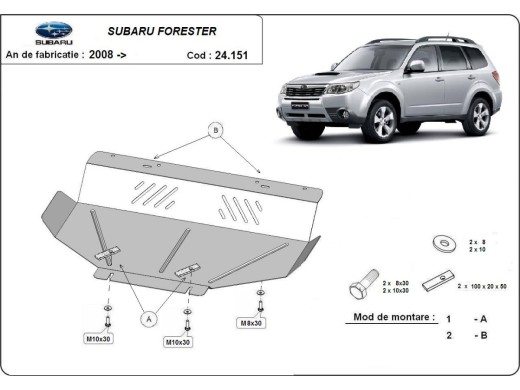 Ocelový kryt motoru Subaru Forester 3 (2008-2013)Subaru Forester
