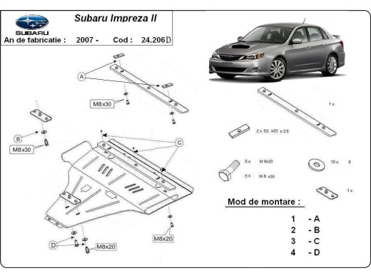 Ocelový kryt motoru Subaru Impreza diesel (2007-2016)Subaru Impreza
