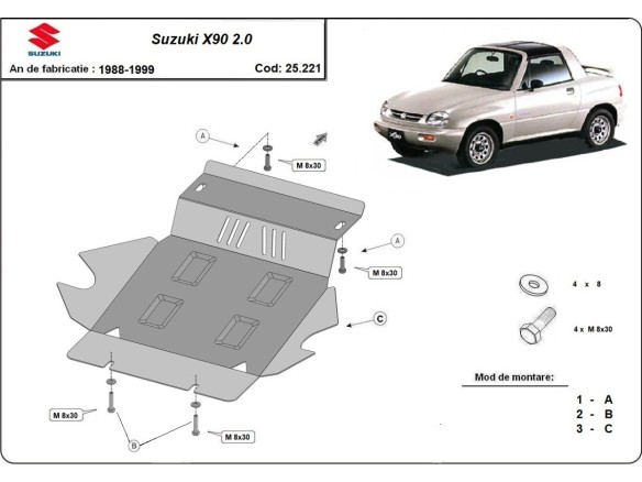 Ocelový kryt motoru Suzuki X90 2.0 (1988-1999)Suzuki X90