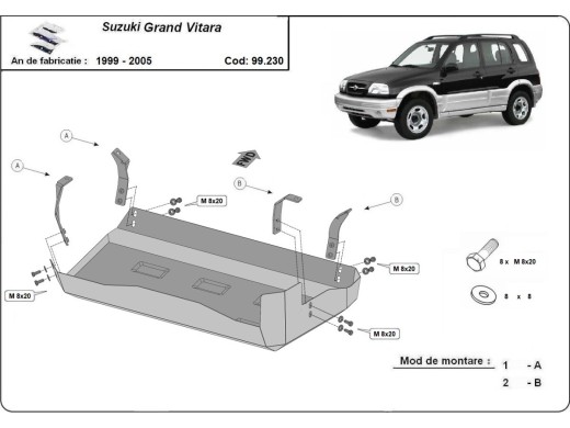 Ocelový kryt palivové nádrže Suzuki Grand Vitara (1999-2005)Suzuki Grand Vitara