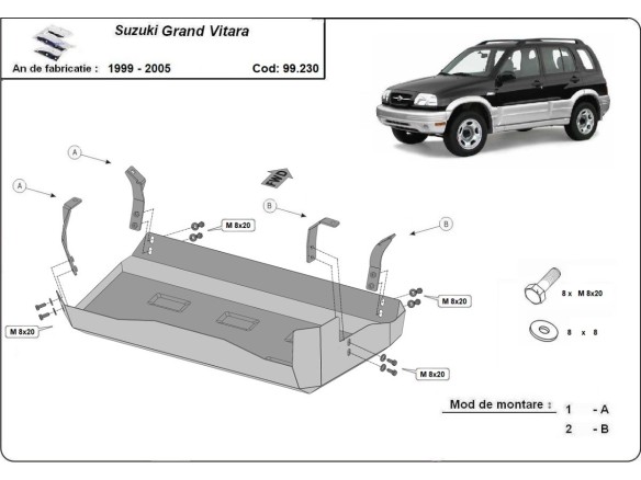 Ocelový kryt palivové nádrže Suzuki Grand Vitara (1999-2005)Suzuki Grand Vitara