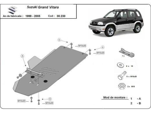 Ocelový kryt převodovky Suzuki Grand Vitara (1999-2005)Suzuki Grand Vitara