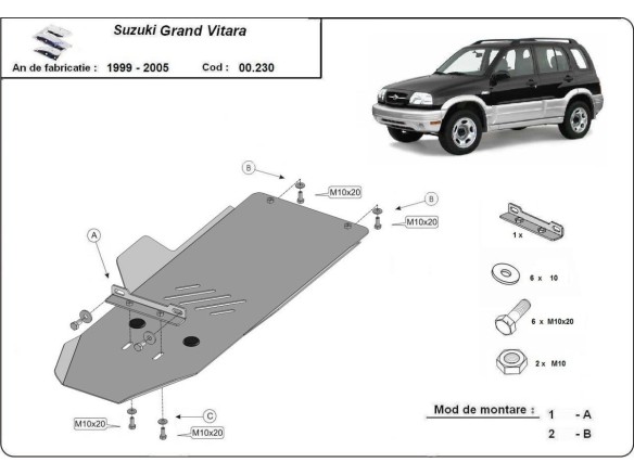 Ocelový kryt převodovky Suzuki Grand Vitara (1999-2005)Suzuki Grand Vitara