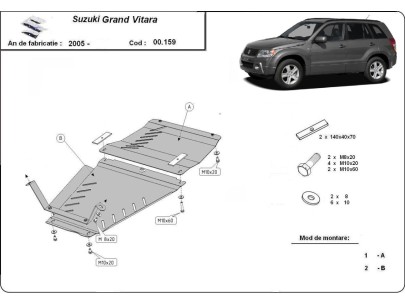 Ocelový kryt převodovky a reduktoru Suzuki Grand Vitara 2 (2005-2019) 2