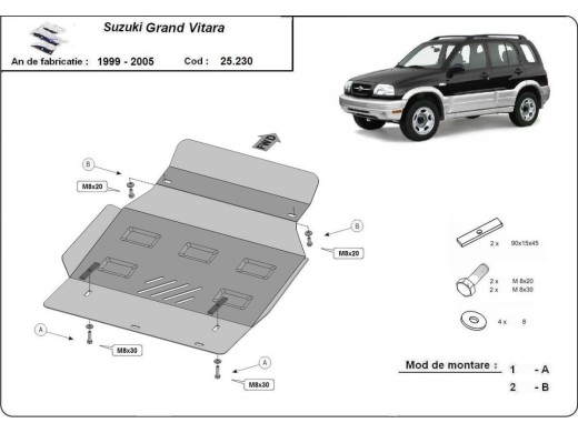 Ocelový kryt motoru Suzuki Grand Vitara (1999-2005)Suzuki Grand Vitara