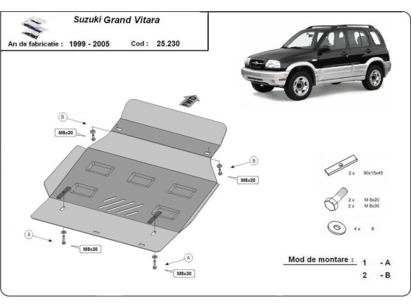 Ocelový kryt motoru Suzuki Grand Vitara (1999-2005)Suzuki Grand Vitara
