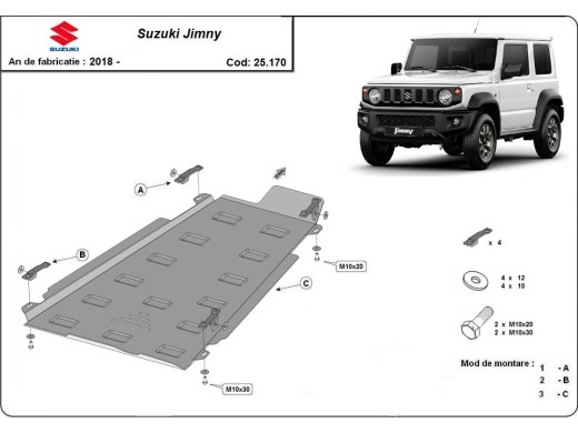 Ocelový kryt převodovky a reduktoru Suzuki Jimny (2018-2025)Suzuki Jimny