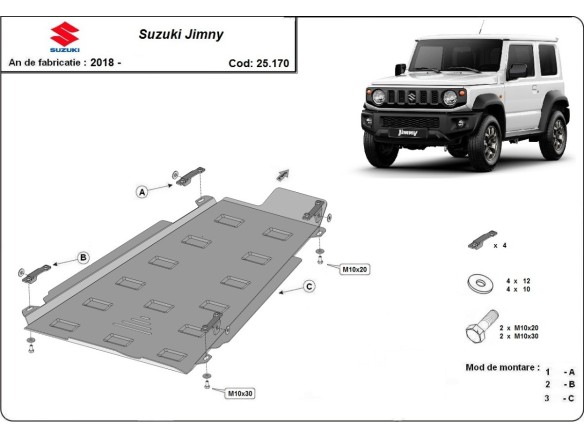 Ocelový kryt převodovky a reduktoru Suzuki Jimny (2018-2025)Suzuki Jimny