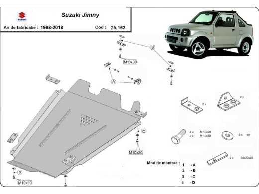 Ocelový kryt převodovky a reduktoru Suzuki Jimny (1998-2018)Suzuki Jimny