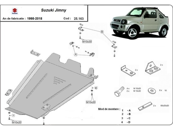 Ocelový kryt převodovky a reduktoru Suzuki Jimny (1998-2018)Suzuki Jimny