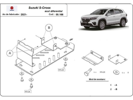 Ocelový kryt diferenciálu Suzuki S-Cross (2021-2025)Suzuki S-Cross