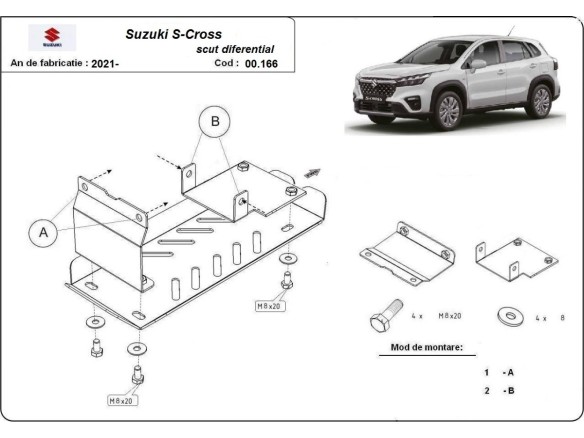 Ocelový kryt diferenciálu Suzuki S-Cross (2021-2025)Suzuki S-Cross