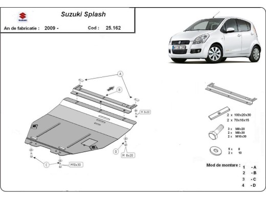Ocelový kryt motoru Suzuki Splash an (2009-2016)Suzuki Splash
