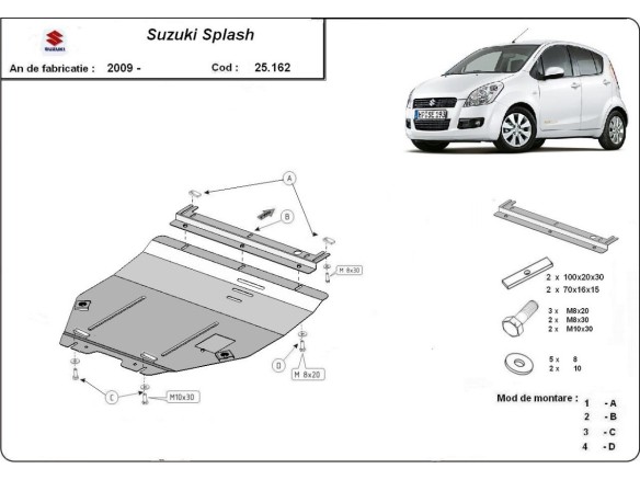 Ocelový kryt motoru Suzuki Splash an (2009-2016)Suzuki Splash