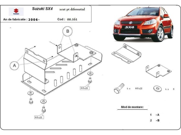 Ocelový kryt diferenciálu Suzuki SX 4WD (2006-2013)Suzuki SX 4