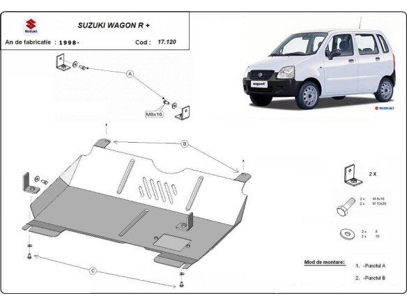 Ocelový kryt motoru Suzuki Wagon R+ (2000-2025)Suzuki Wagon R+