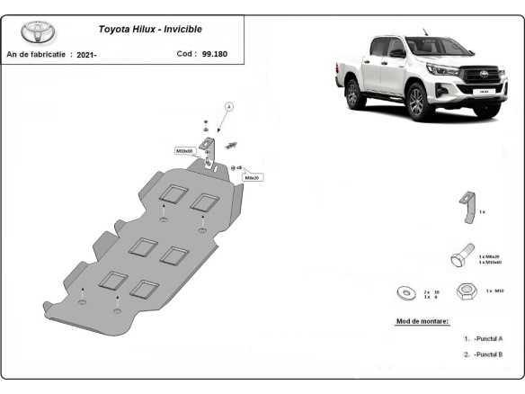 Ocelový kryt palivové nádrže Toyota Hilux Invincible (2021-2025)Toyota Hilux Invincible