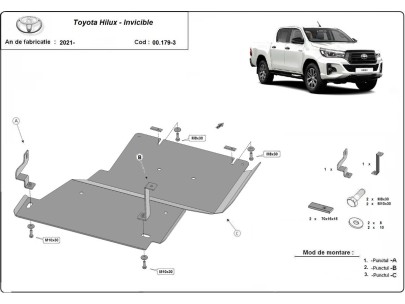 Ocelový kryt motoru Toyota Hilux Invincible (2021-2026)Toyota Hilux Invincible