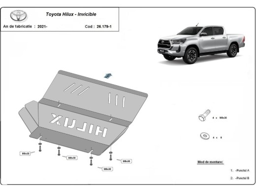 Ocelový kryt chladiče Toyota Hilux Invincible (2021-2025)Toyota Hilux Invincible