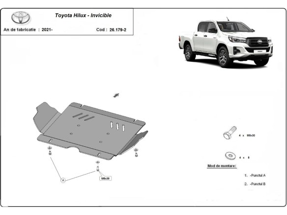 Ocelový kryt motoru Toyota Hilux Invincible (2021-2026)Toyota Hilux Invincible