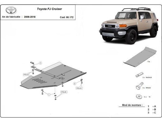 Ocelový kryt převodovky Toyota Fj Cruiser (2006-2018)Toyota Fj Cruiser