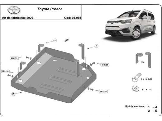 Ocelový kryt AdBlue Toyota Proace (2020-2025)Toyota Proace