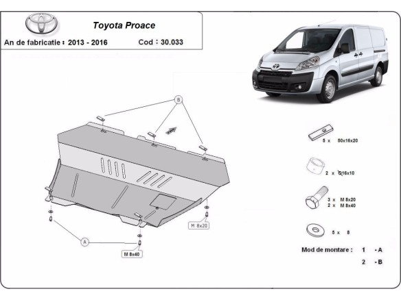 Ocelový kryt motoru Toyota Proace (2013-2016)Toyota Proace