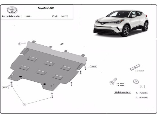 Ocelový kryt motoru Toyota C-HR (2016-2023)Toyota C-HR