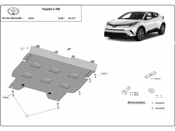Ocelový kryt motoru Toyota C-HR (2016-2023)Toyota C-HR