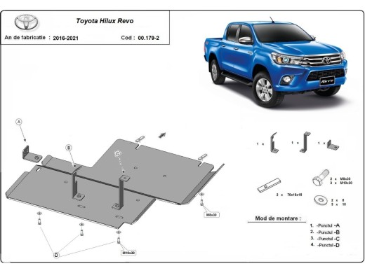 Ocelový kryt diferenciálu Toyota Hilux Revo (2016-2021)Toyota Hilux Revo