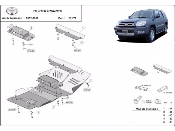Ocelový kryt motoru Toyota 4Runner (2002-2009)Toyota 4Runner