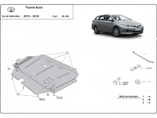 Ocelový kryt motoru Toyota Auris (2012-2018)Toyota Auris