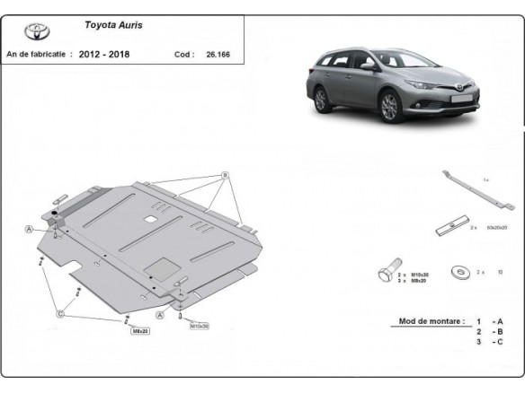 Ocelový kryt motoru Toyota Auris (2012-2018)Toyota Auris