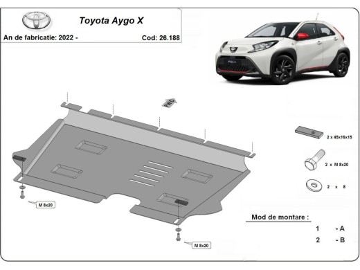 Ocelový kryt motoru Toyota Aygo X (2022-2025)Toyota Aygo